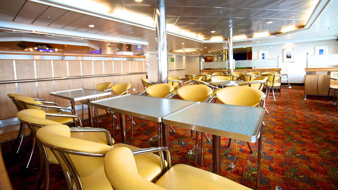 Seating in the Feast restaurant on board the ferry to Orkney and Shetland
