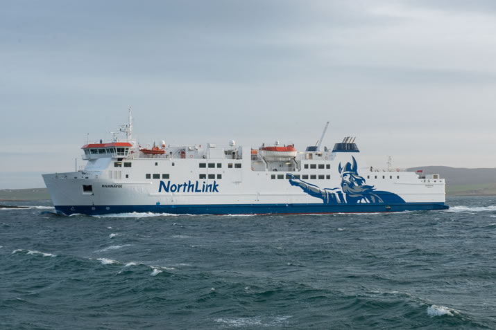 MV Hamnavoe with the new Magnus the Viking logo