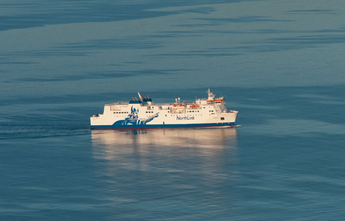MV Hrossey on a still sea