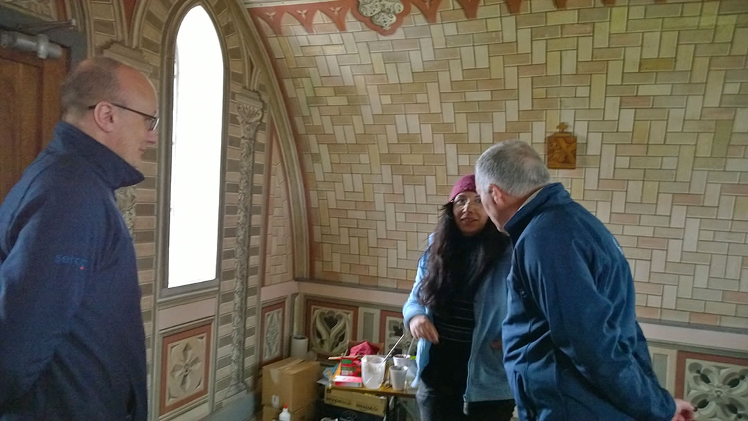 James Linklater, Antonella Papa and Stuart Garrett in the Italian Chapel