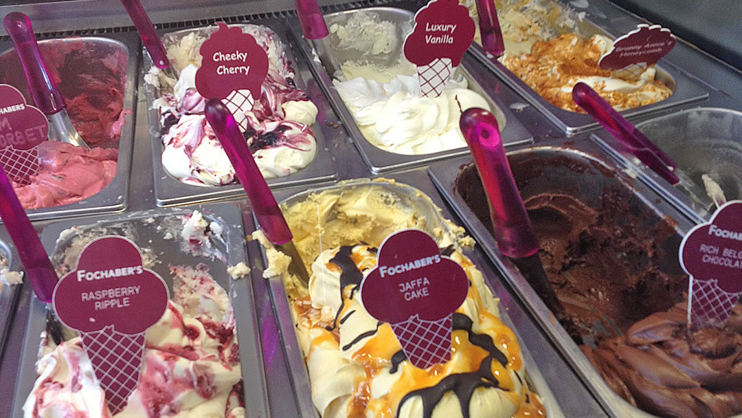 A wide range of flavours available in The Fochabers Ice Cream Parlour