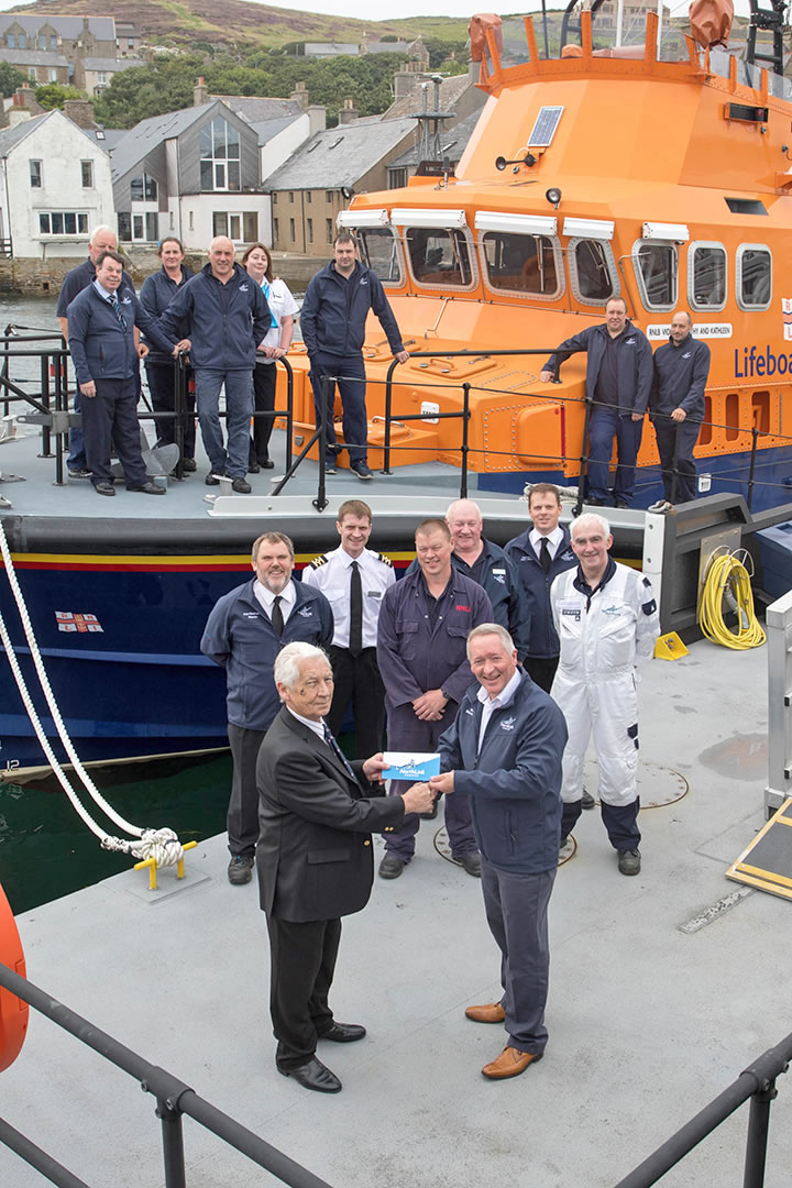 RNLI Stromness receive a cheque from NorthLink Ferries