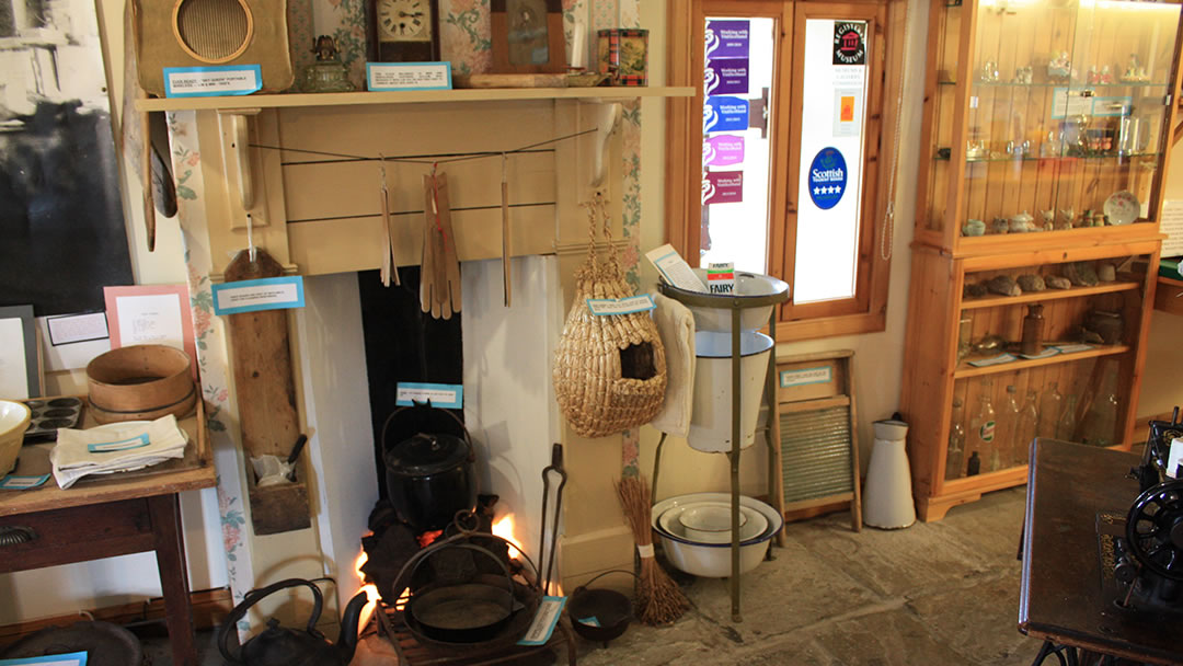 Peat fire at the Tangwick Haa Museum, Shetland