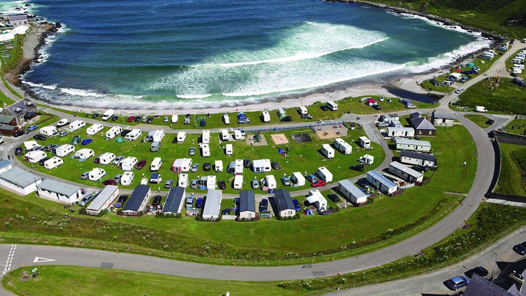Portsoy Links Caravan Park from the air