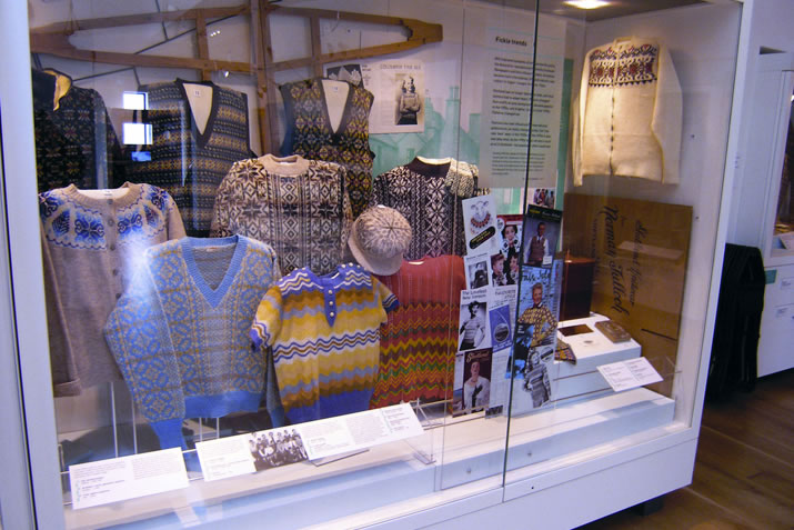 Textiles exhibit at the Shetland Museum and Archives