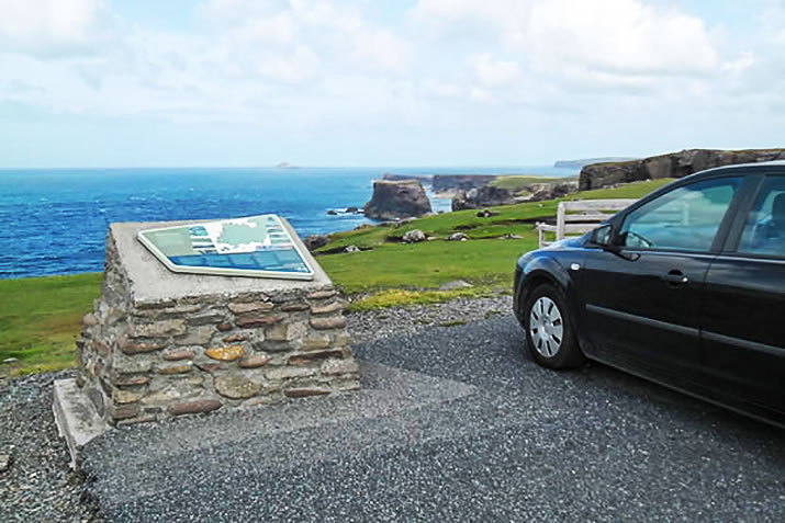 Car parked at Eshaness, Shetland