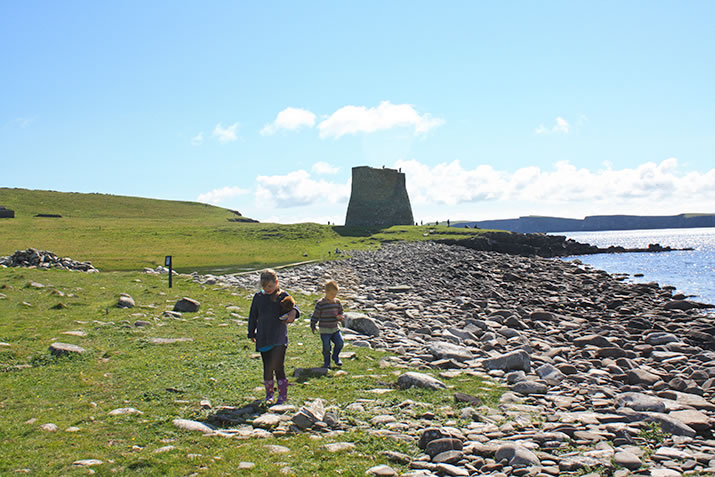 Children at Mousa broch, Shetland