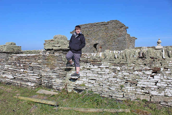 Robbie on the stile at St Mary's Chapel, Wyre