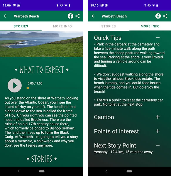 Orkney Folklore Trails app screenshot