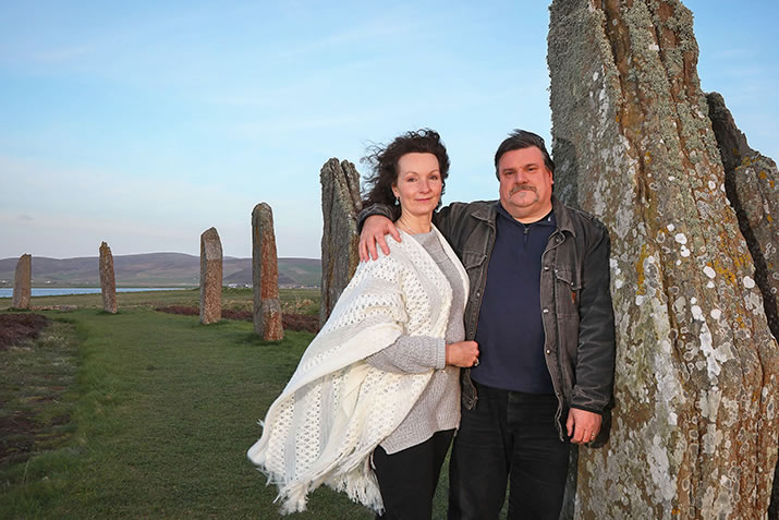 Tom and Rhonda at the Ring of Brodgar - photo by Tom O'Brien
