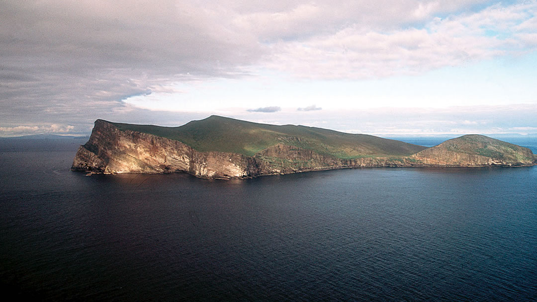 Aerial view of Foula in Shetland