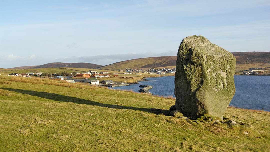 Busta Voe Standing Stone, Brae in Shetland