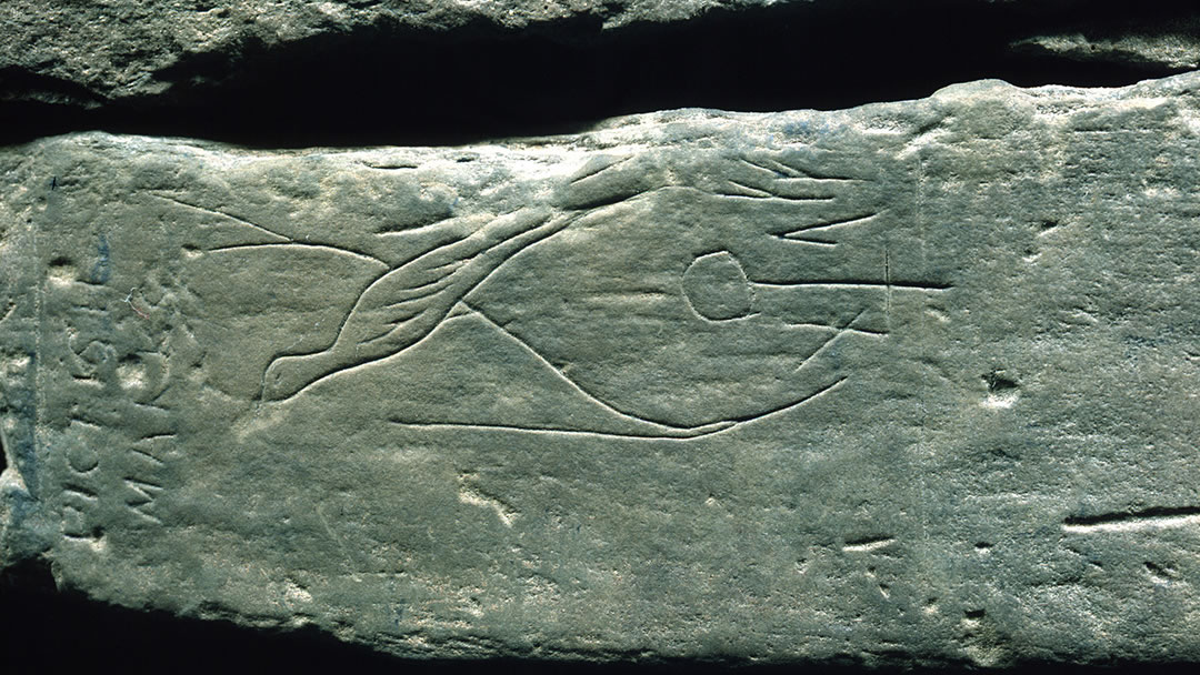 Carving in Unstan Chambered Cairn in Orkney