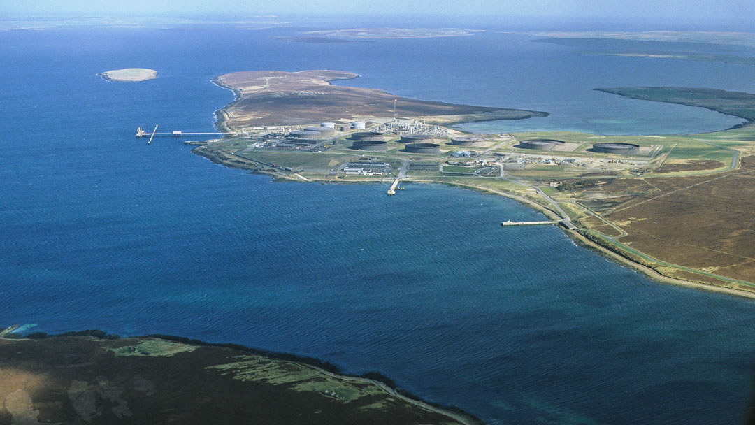 Flotta in Orkney from the air