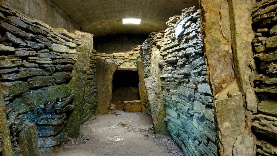 Inside the Tomb of the Eagles in Orkney