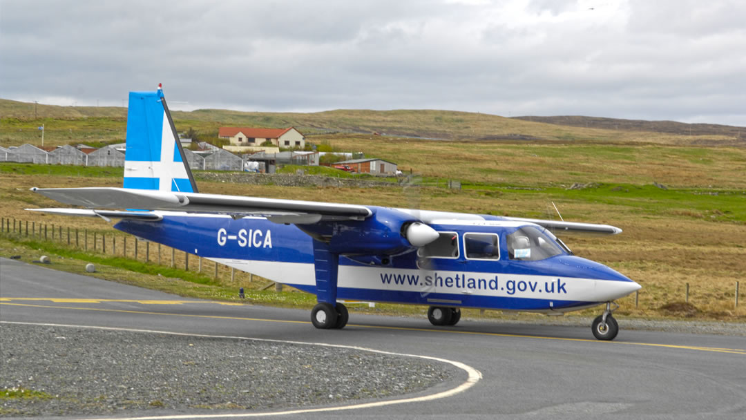 Islander aircraft at Tingwall airport