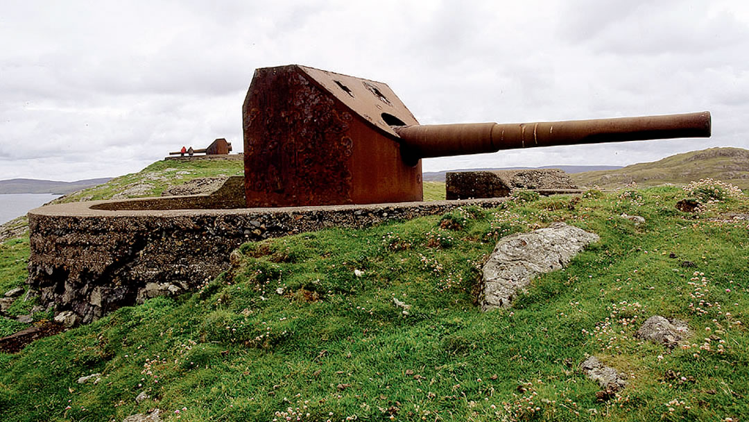 Navel gun on the island of Vementry in Shetland