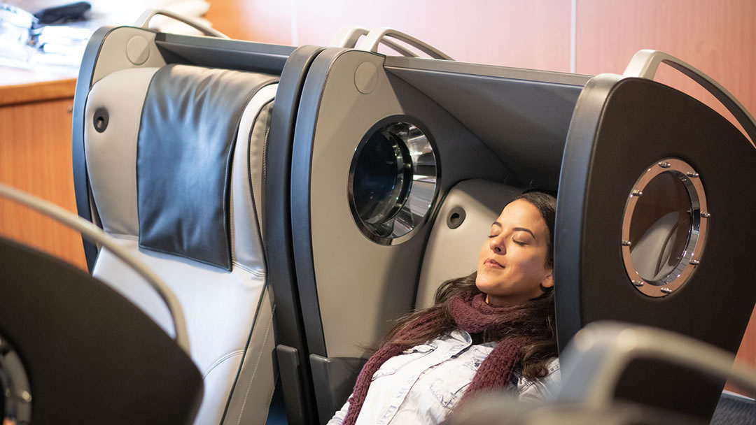 Relaxing on board the ferry to Shetland and Orkney in a sleeping pod