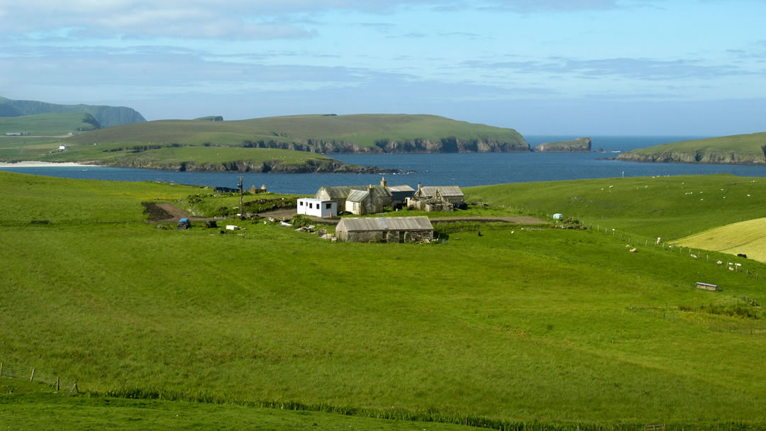 Rerwick bay on the west of Shetland's South Mainland