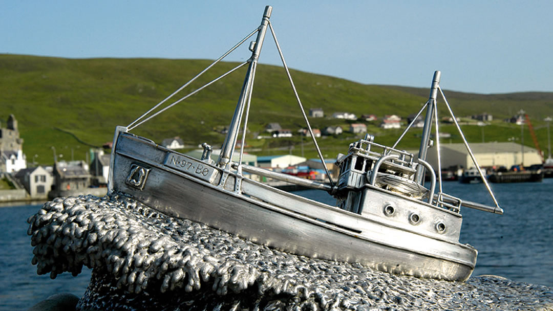 Shetland Bus memorial in Scalloway, Shetland