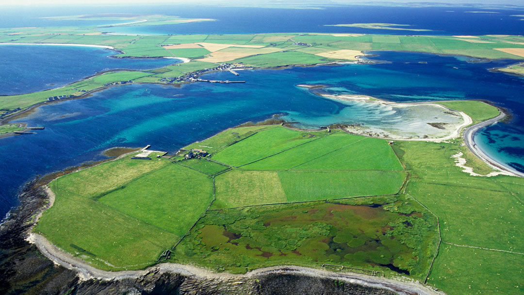 Stronsay in Orkney from the air
