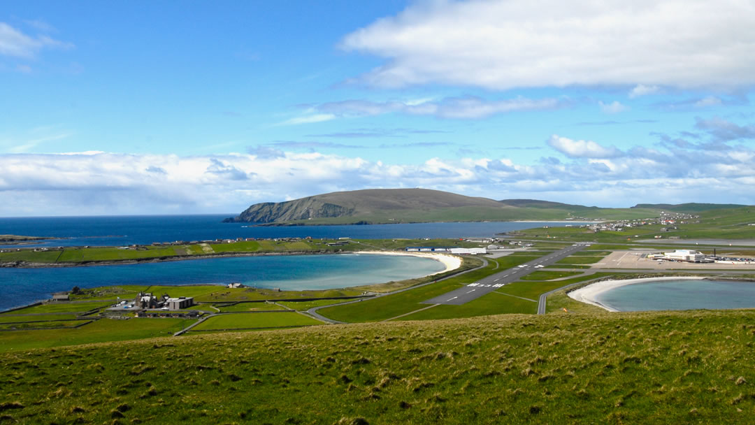 Sumburgh airport in the south of Shetland