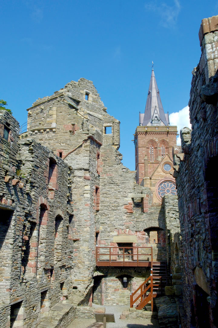 The Bishop's Palace and St Magnus Cathedral in Kirkwall, Orkney