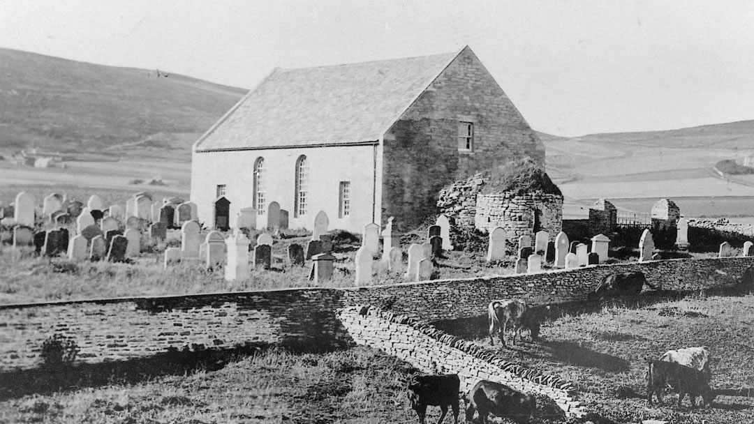 The Round Kirk and a later church, now demolished