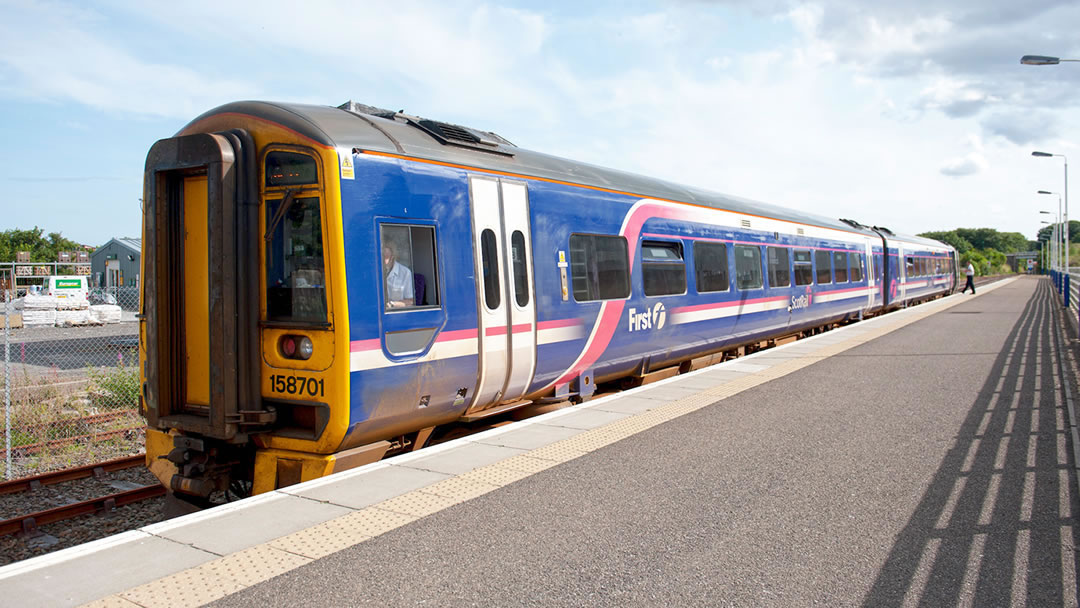 The train departs from Thurso to Inverness