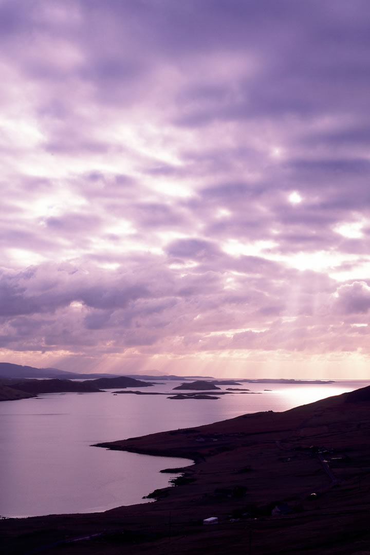 Winter sunset at Weisdale Voe from Scord Hill in the West Mainland of Shetland