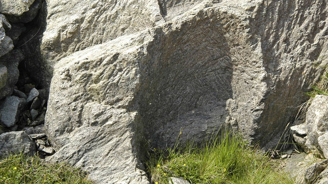 Carved out soapstone at Catspund in Shetland