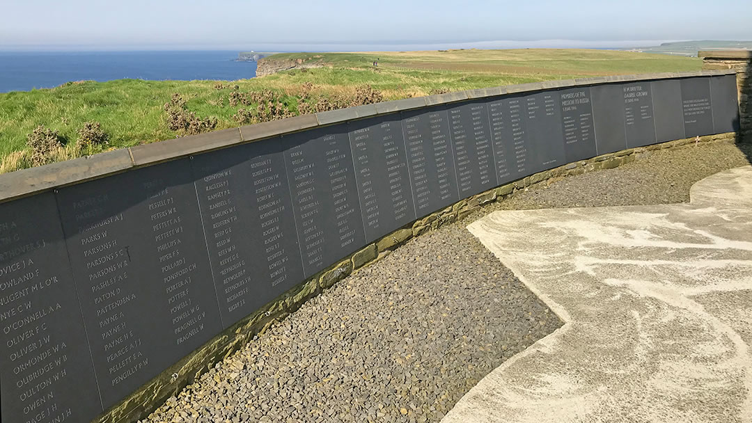 The memorial wall at Kitchener's Memorial