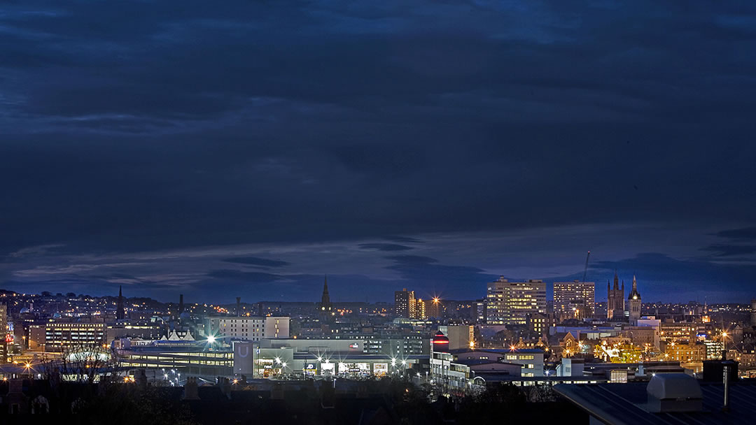 Aberdeen cityscape in the evening