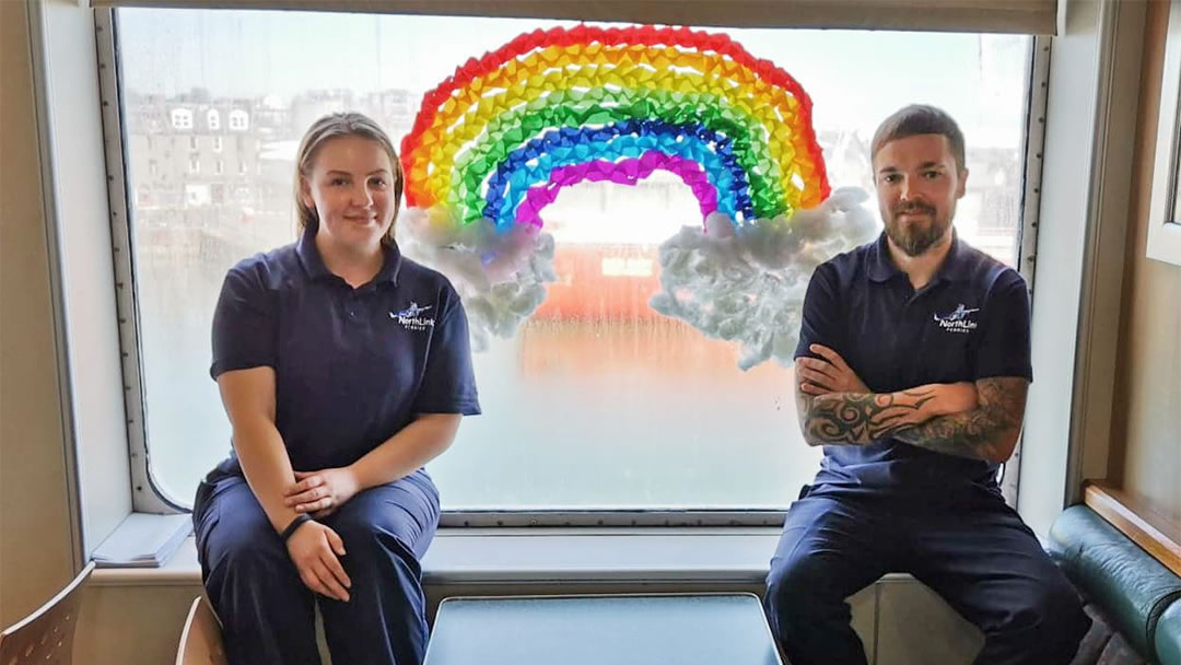 Hjaltland staff created a rainbow of hope