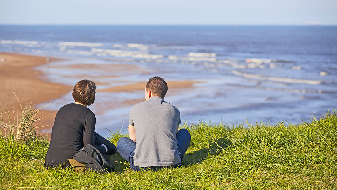 Sitting on Aberdeen beach