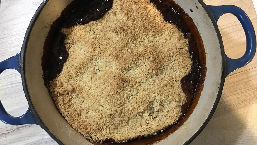 Christmas Crumble recipe from Orkney - fresh out of the oven