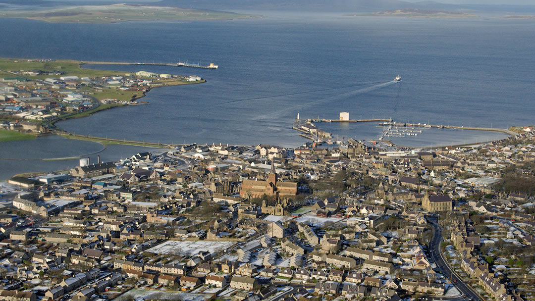 Kirkwall in Orkney from the air