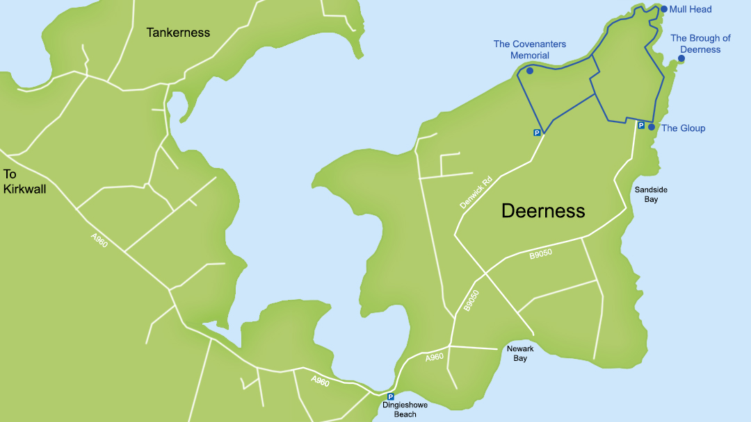 Map of Deerness in Orkney