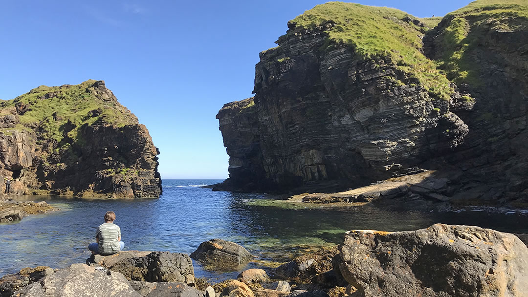 Rocky cove under the Brough of Deerness in Orkney