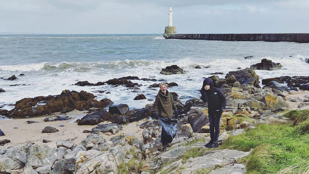 Cleaning up at Greyhope Bay in Aberdeen