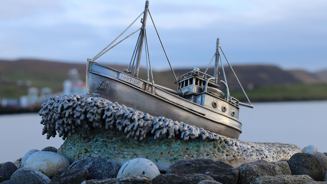 Shetland Bus memorial in Scalloway