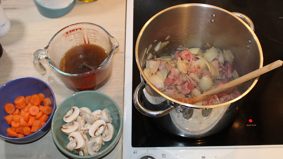 Stew - frying the beef