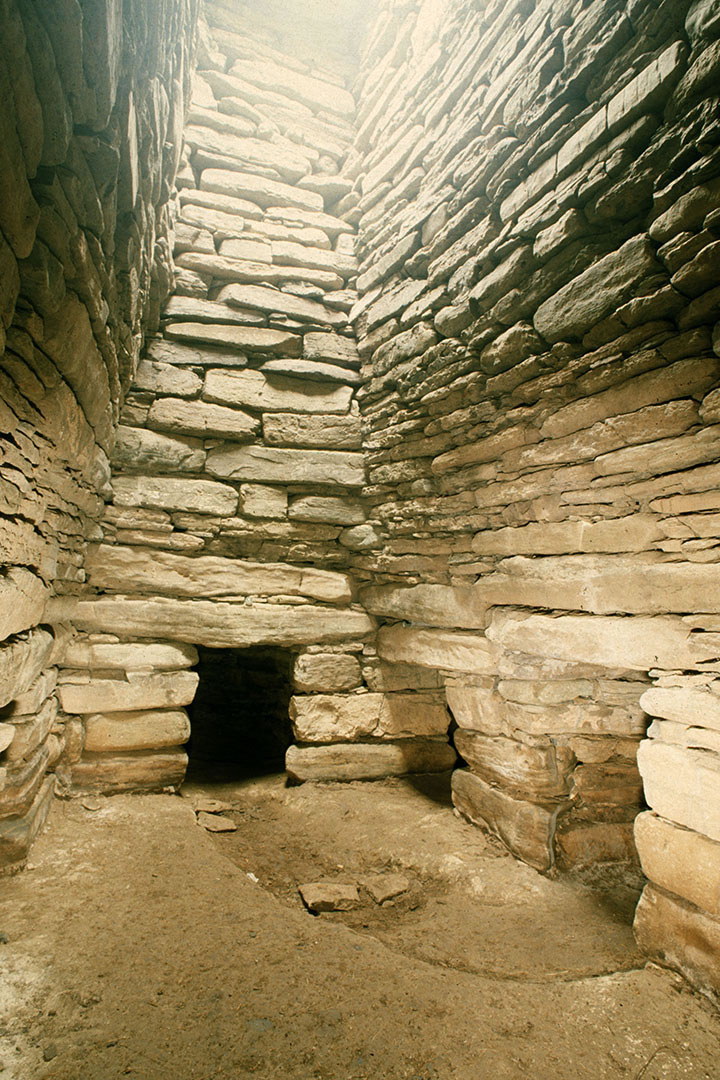 Quoyness chambered tomb interior in Sanday, Orkney