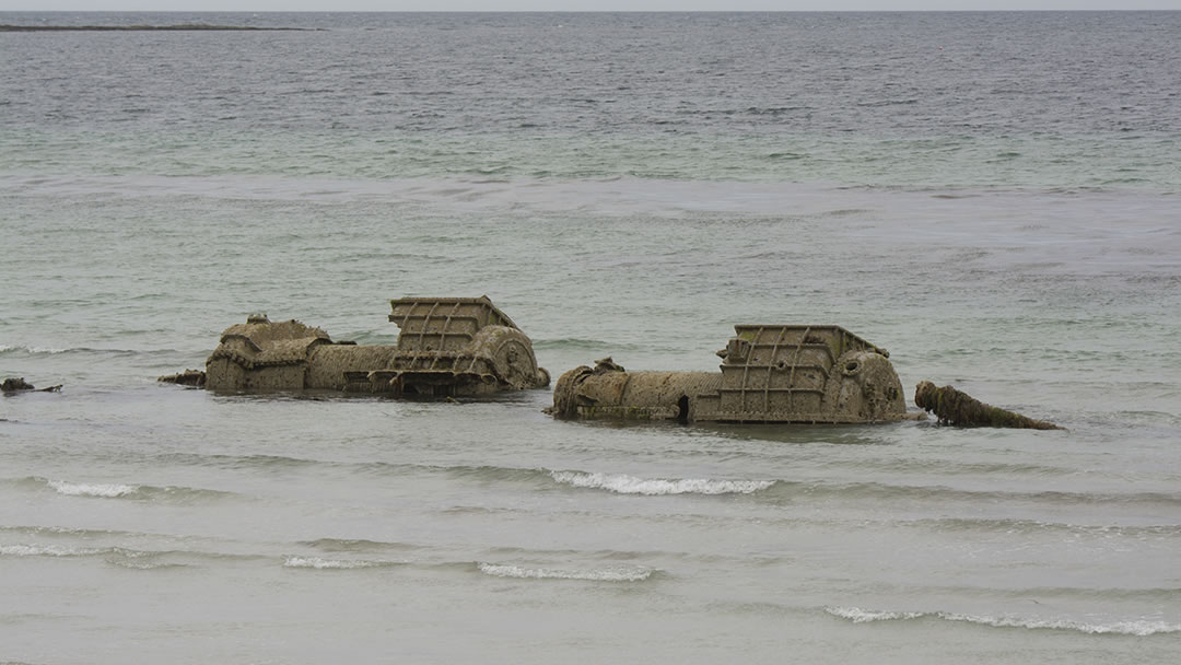 Remains of B-98 at Lopness in Sanday, Orkney