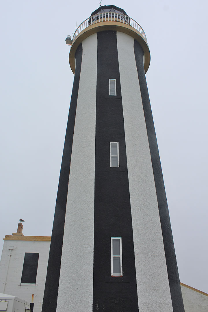 The vertical stripes of Start Point Lighthouse in Sanday, Orkney