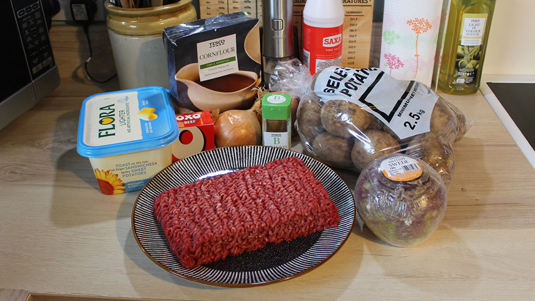 Mince and clapshot ingredients