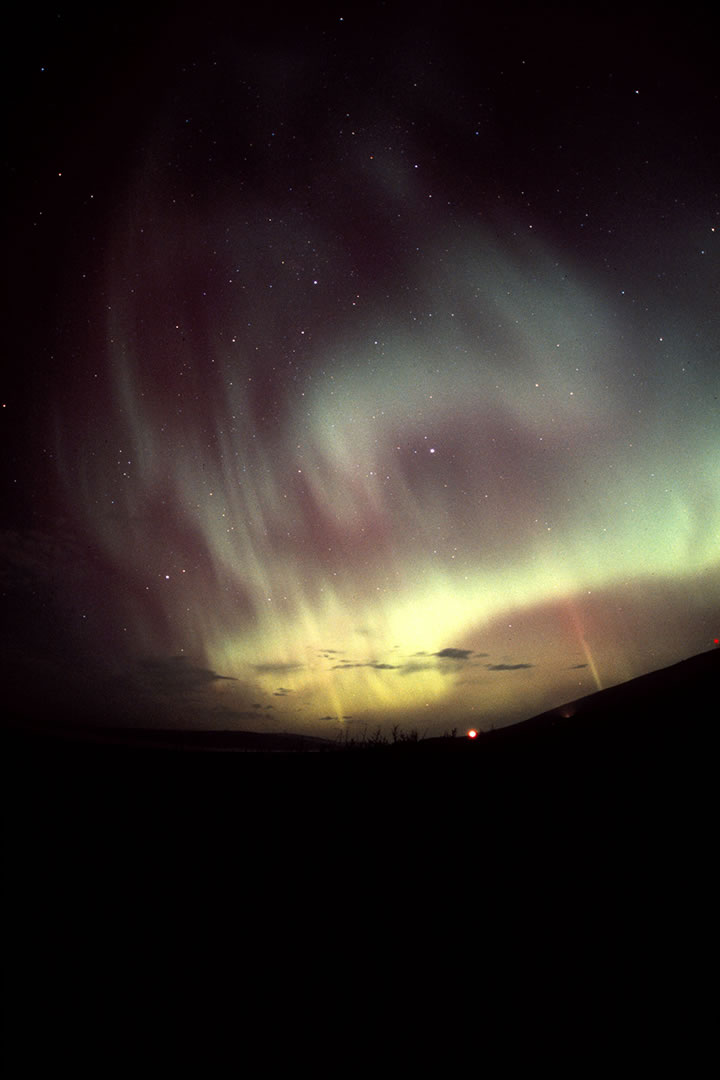 Aurora Borealis, the Northern Lights can be seen over Shetland and Orkney