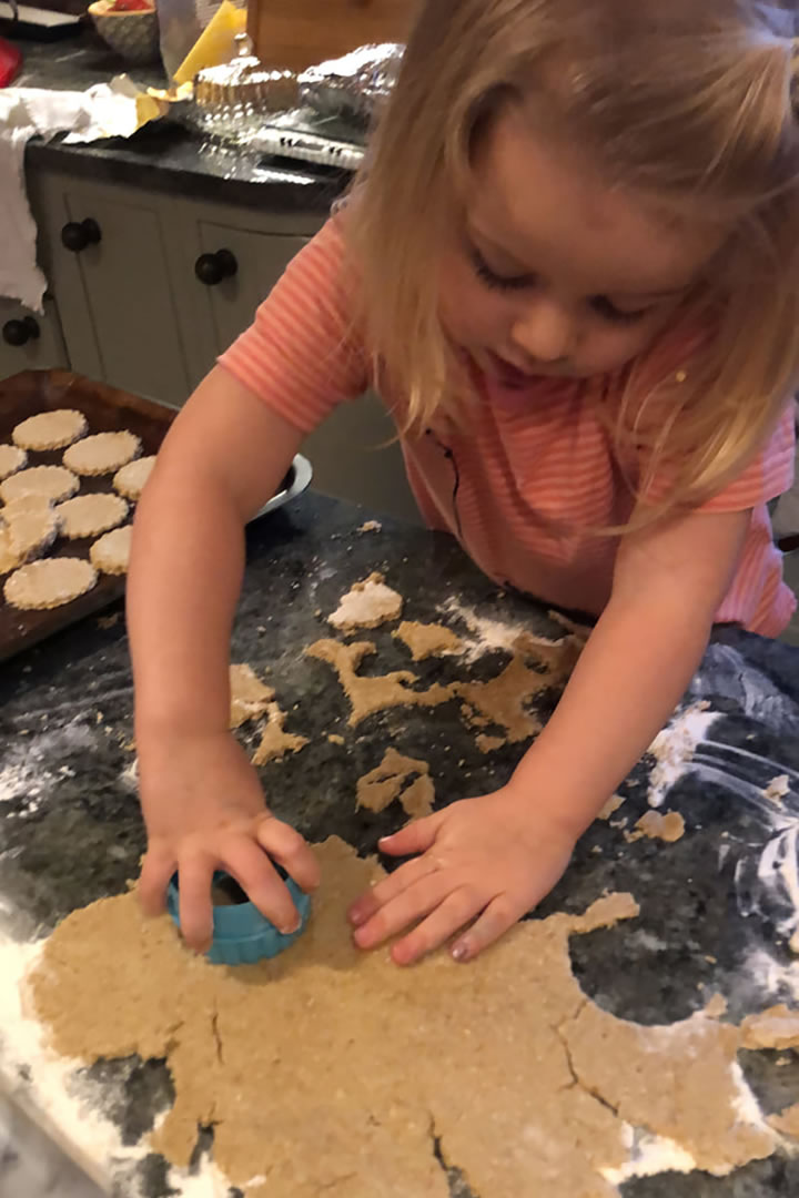 Cutting the oatcakes to size