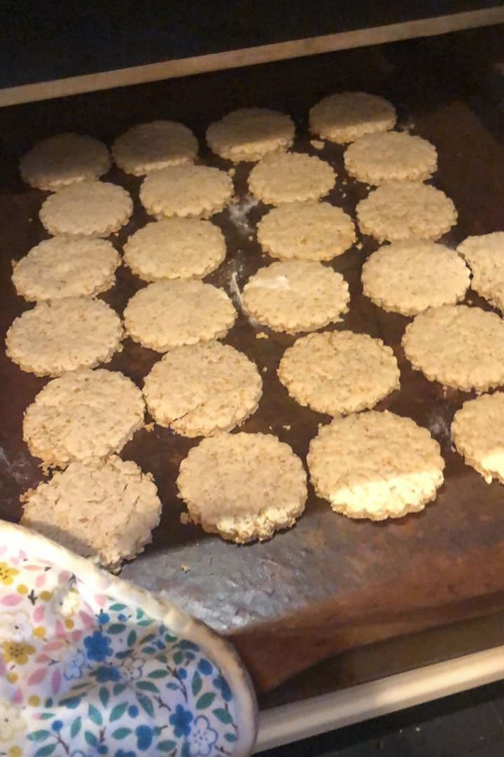 Oatcakes going into the oven