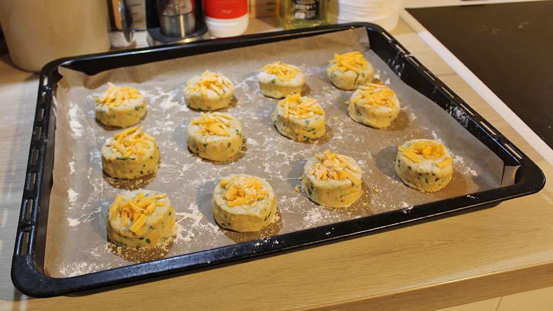Orkney Cheddar and Chive Scones ready to go in the oven